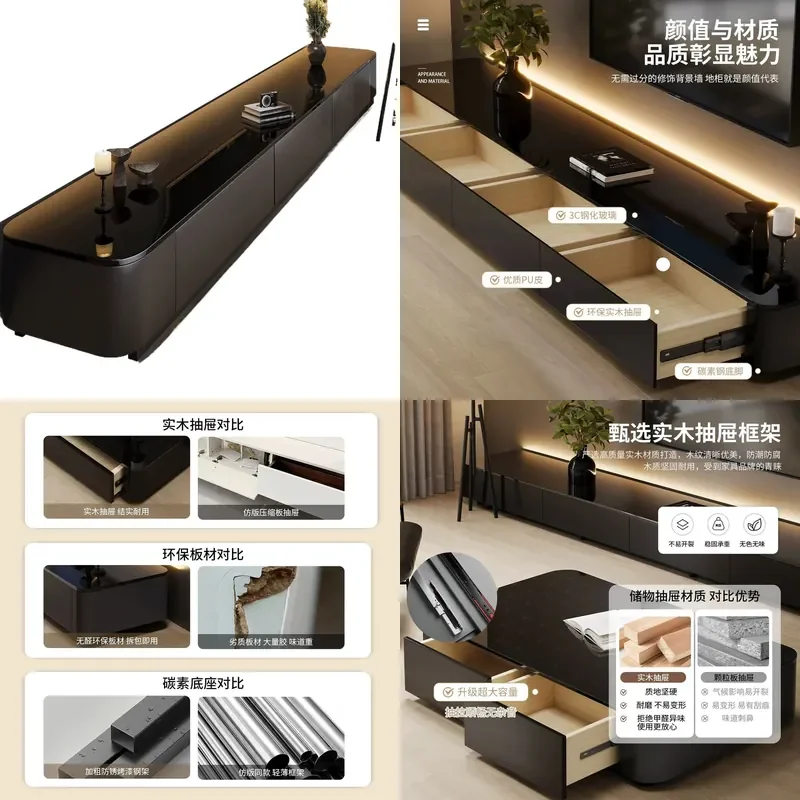 Floor to Ceiling TV Cabinet Living Room Medium Ancient Style Small Apartment Installation Free Coffee Table TV
