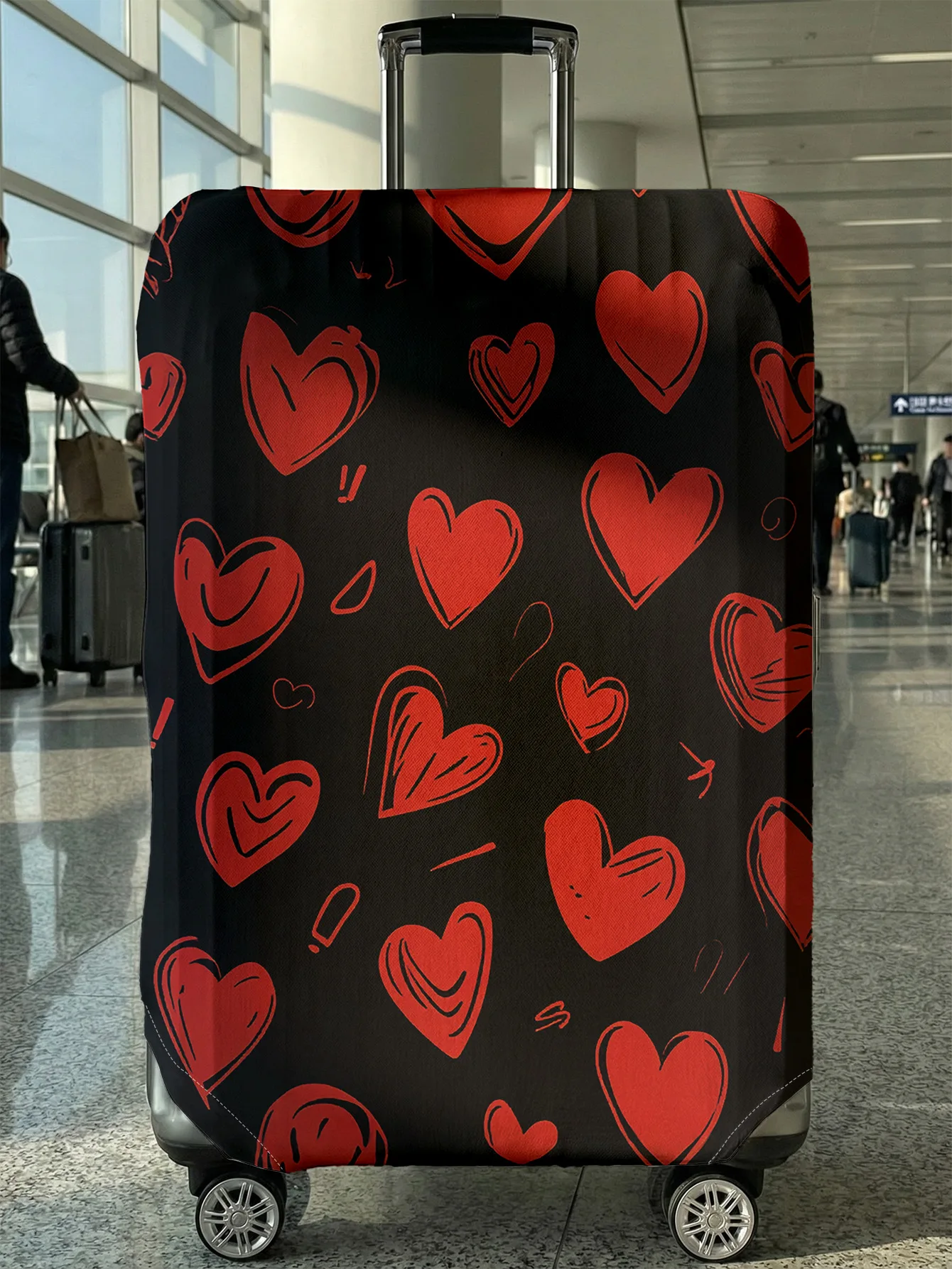 

Защитный чехол для багажа с принтом красного сердца, нарисованным вручную, подходит для чемоданов 18-32 дюймов, чехлы для ручек чемоданов, аксессуары для путешествий.