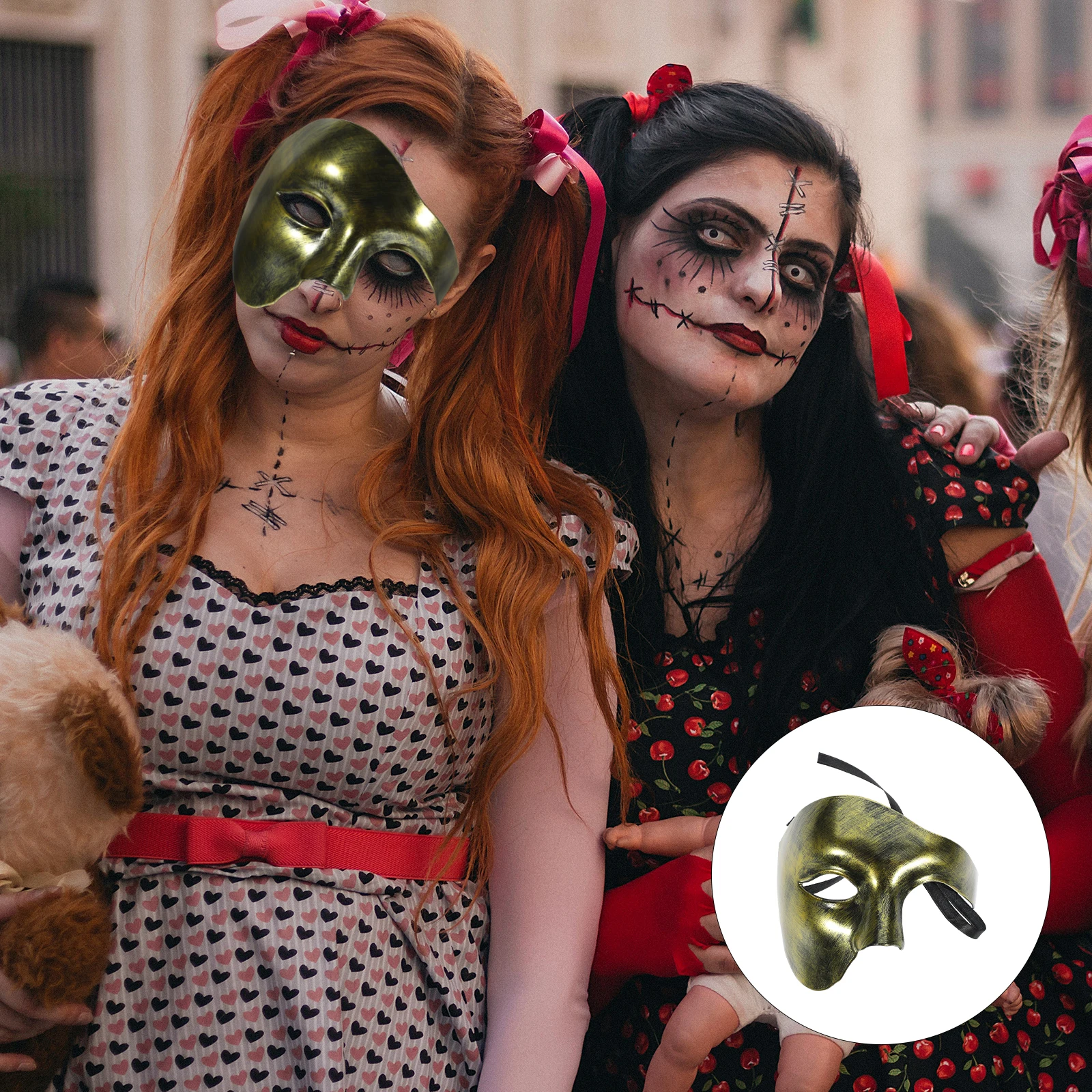 ハーフフェイスマスク ABS 軽量ストラップ調節可能なハロウィン仮装パーティー装飾怖いマルディグラコスチュームアクセサリー