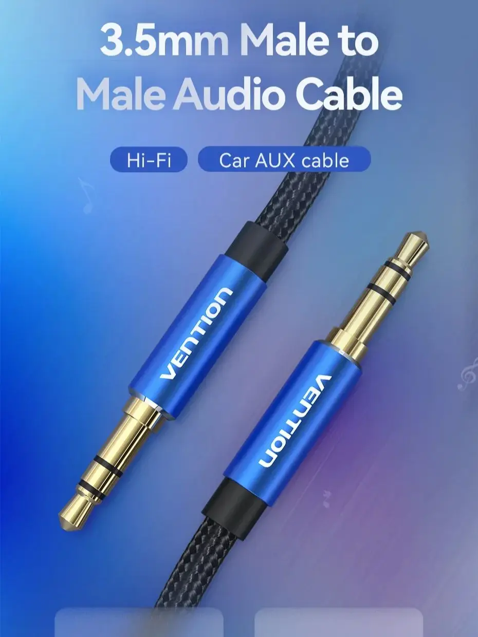 Vention m.com x-Câble audio mâle à mâle de 3.5mm, jack de 3.5mm pour écouteurs JBL, Xiaomi, Oneplus, haut-parleur de voiture, 5m