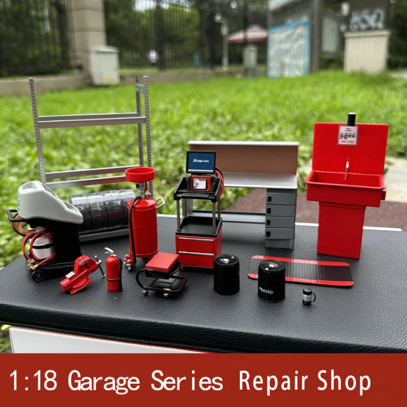 Diecast 1/18 Garage Series Model Car Repair shop Alloy Car Model Scene Display Set Collection Hobby Original Box