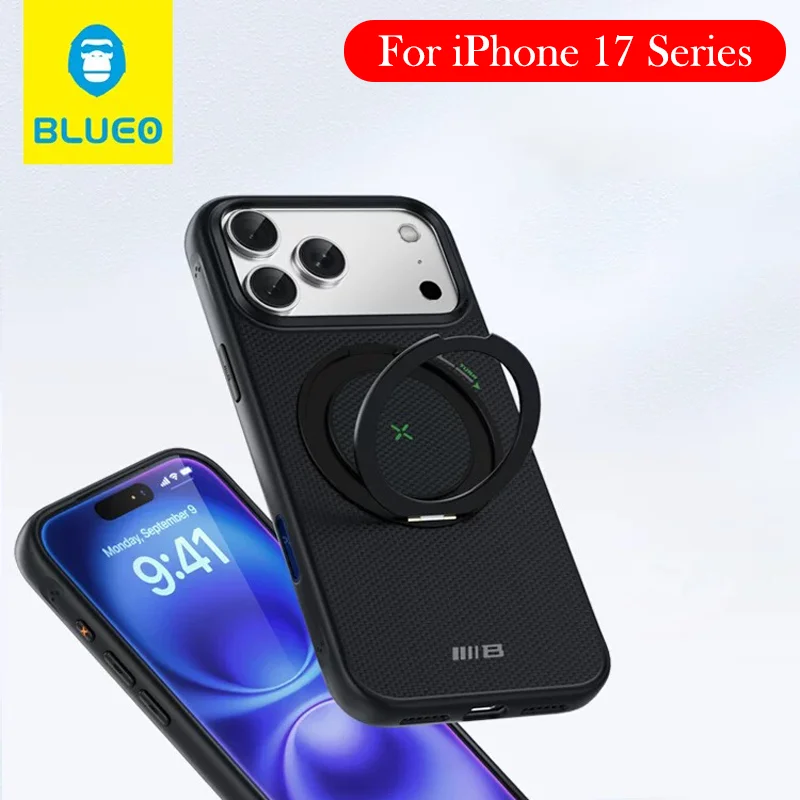 

Чехол Blueo из углеродного волокна для iPhone 17 Pro Max, кевларовый кронштейн для беспроводной зарядки, задняя крышка, чехол для iPhone 17 Pro