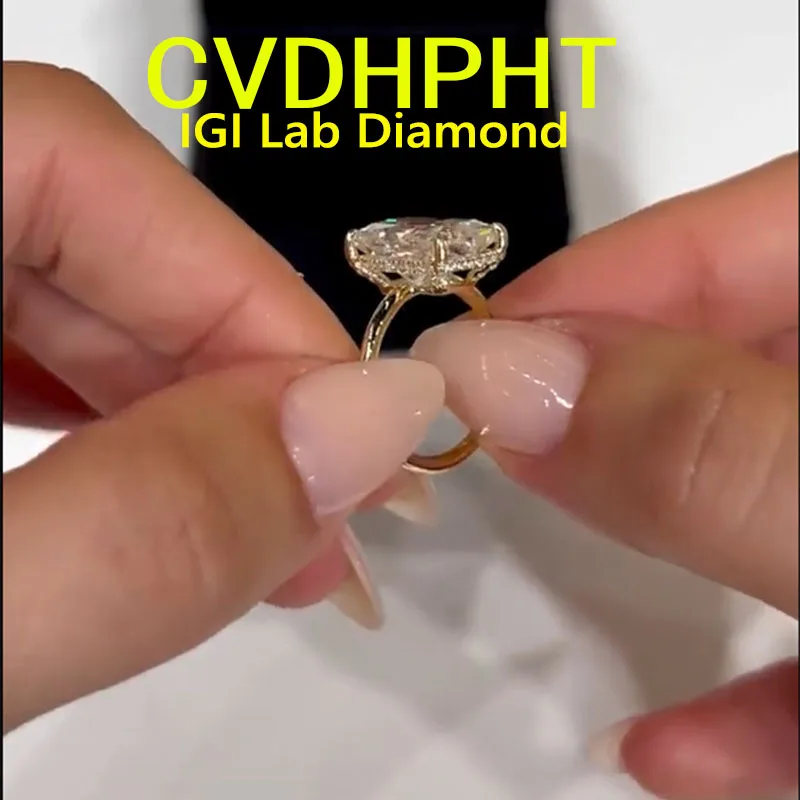 

1 2 3ct Solid 18K white gold Lab grown dimaond ring IGI Radiant cut D VS1 Wedding ring engagement ring party gift