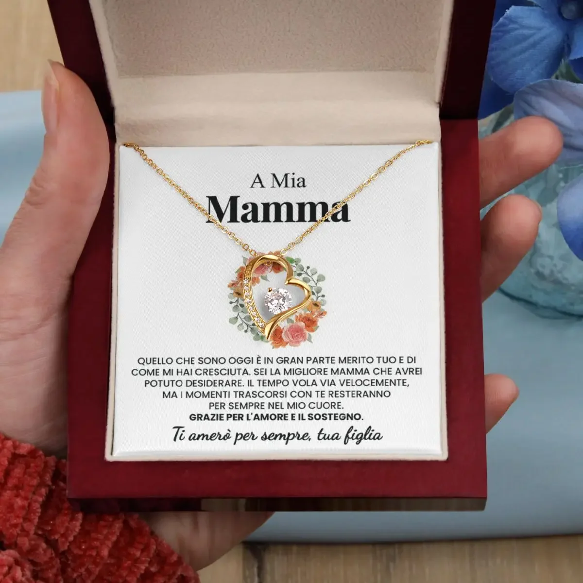 Italian Gift To My Mom Mother From Daughter Necklace Fashion Jewelry Christmas Gift Women Heart Shaped Pendant Necklace With Box