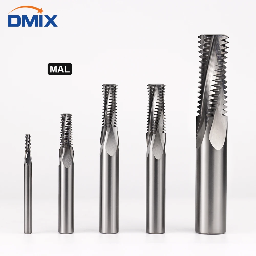قاطعة طحن خيط الأسنان الكاملة DMIX مطلية بسبائك الصلبة الصلبة ذات الأسنان الكاملة MHP MAL M3 M4 M5 M8 M10 M12 M14 M16