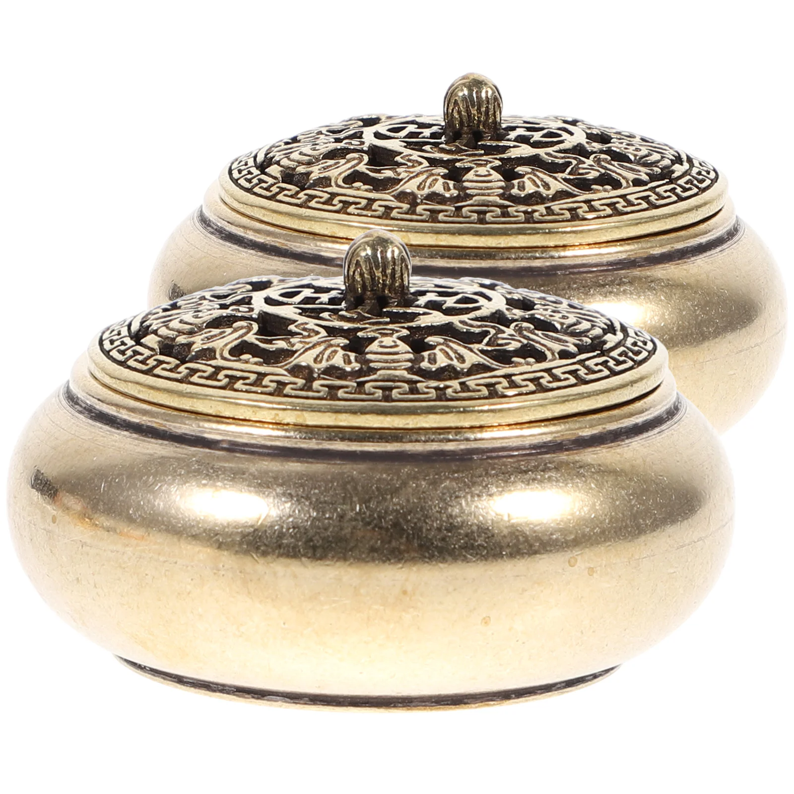 

2 Pcs Incense Burner Portable Home Holder Agarwood Brass Censer Office Decoration