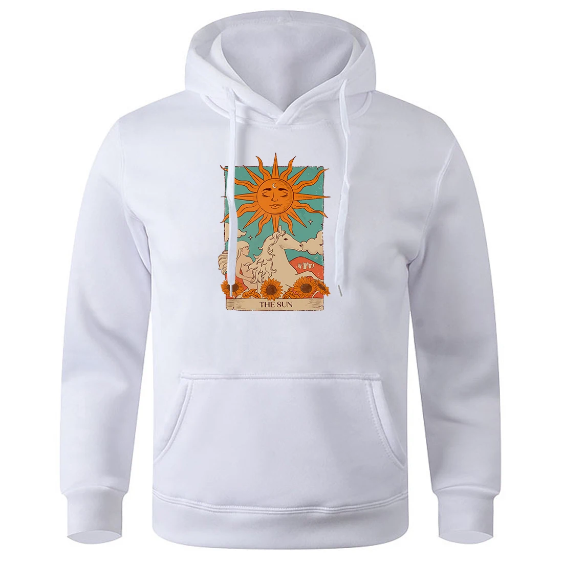 Tarot Card Art The Sun Print Hoody Man Breathable Soft Oversized Hooded Shirt Basic Casual Hoodies O-Neck Loose Men'S Tracksuit