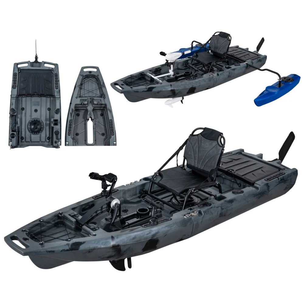 

LSF 9ft Easy to Transport Modular Pedal Drive Kayak 1 Person 2 Section Detachable Fishing Kayak with Motor