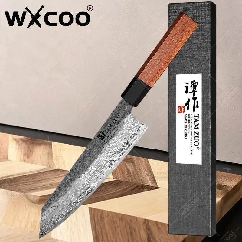 TAMZUO 8.2-inch Japanese Style Bunka Chef Knife Damascus Steel 67 Layer Meat Cleaver Utility Slicer Professional Kitchen Knives