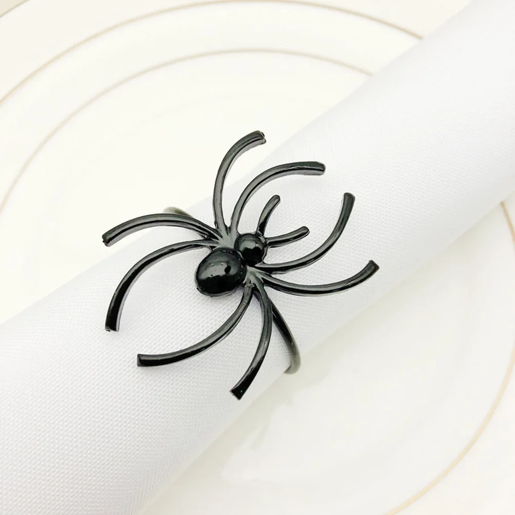 

Din Napkin Ring Halloween Decor Decorative Serviette Rings Indoor Black Cobwebs Miss