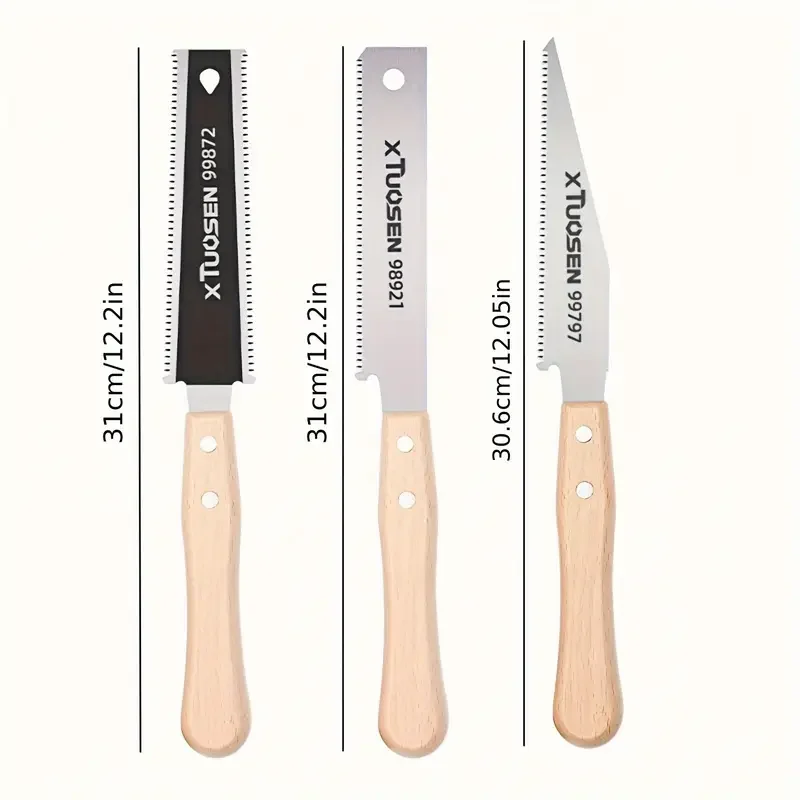 12-inch Japanese Style Handsaw Single/Double Sided Tooth Wooden Handle Handsaw Flexible Flush Cut Saw Woodworking Cutting Tools