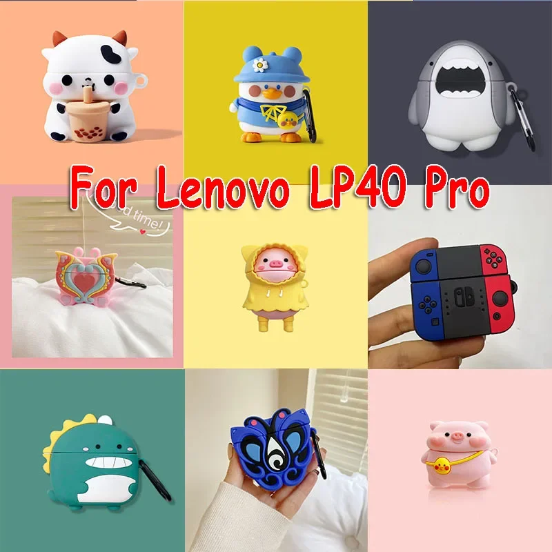 Cartoon Cover for Lenovo LP40 Pro Case for LP40 Pro Cover Earphone Protective Skin Cute Clear Case for Thinkplus Earphone Funda