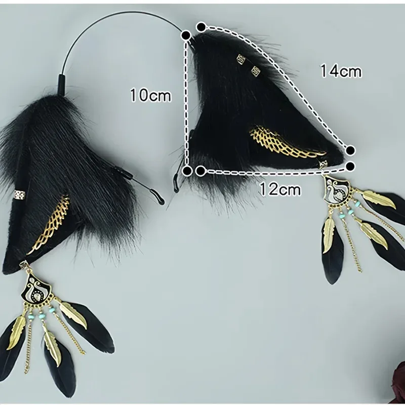 

ff34 плюшевая повязка на голову ручной работы из искусственного меха с лисьими ушками, субкультура, повязка для волос с изображением волка, Хэллоуин, косплей, крутой реквизит для вечеринки