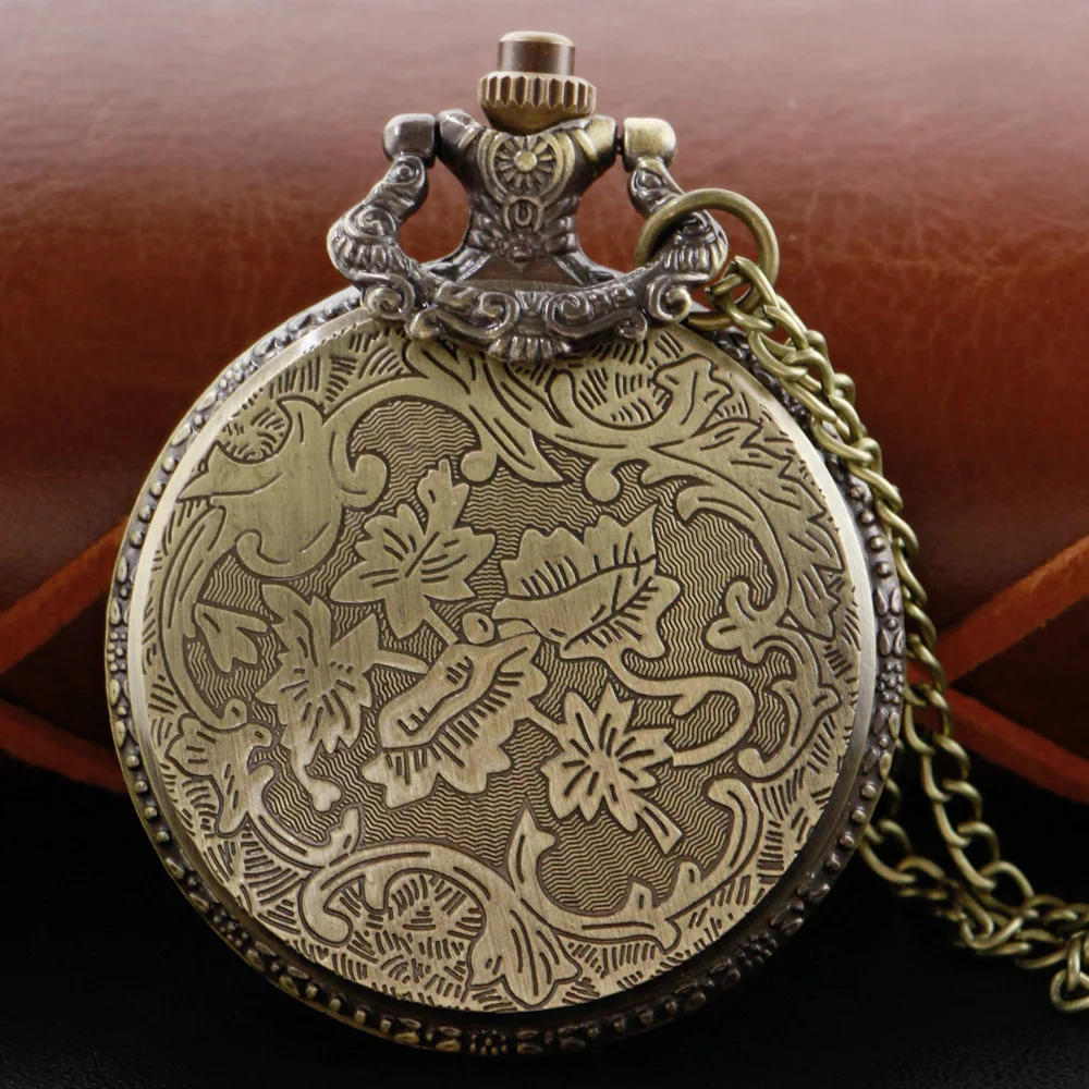 Vintage Quartz Pocket Watch  Bronze Time Necklace Clock Evil Magic Snake Badge Academy Pendant Best Gift for Men and Women Kids