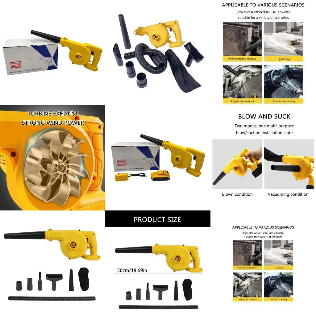 

652F Leaf Blower Cordless Electric Cordless Leaf Blower with Replacement Tips Leaf Blowers for 18V 18650 Battery