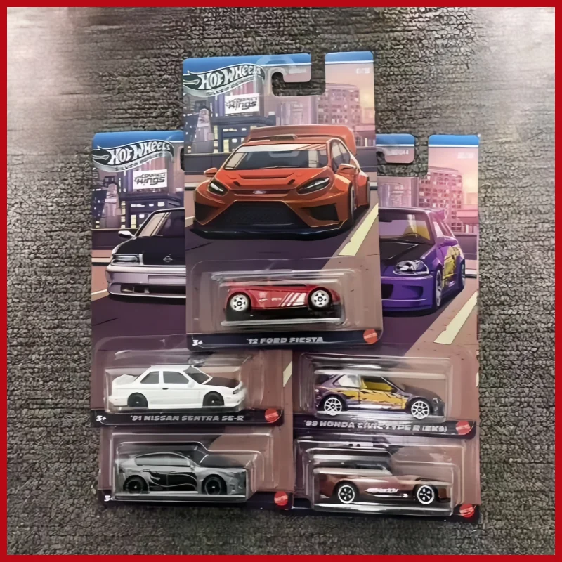

Оригинальный комплект Hot Wheels Silver Series Compact Kings Fiesta Civic Subaru Miata Sentra, масштаб 1/64, литые под давлением модели автомобилей GDG44, подарки