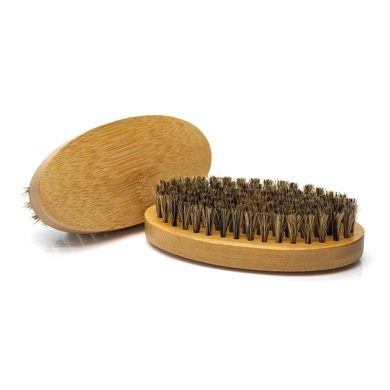 Natural Wild Boar Mane Beard Bamboo Brush Men's Shaving Brush Portable Beard Brush Facial Cleaning，Special for Real Hair Wigs