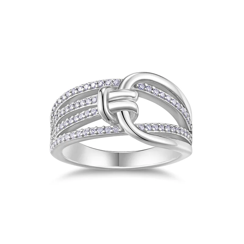 Butterflykiss New Arrival Infinity Love Knot Moissanite 925Sterling Silver Statement Ring For Woman Fashion Classic Fine Jewelry