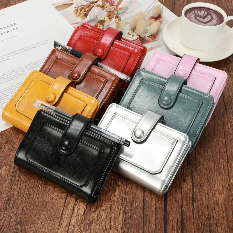 M5 A8 Leather  Mini Notebook Portable  Loose-Leaf Hand Book 5 Ring Metal Binder Planners Organizer Diary Journal Wallet