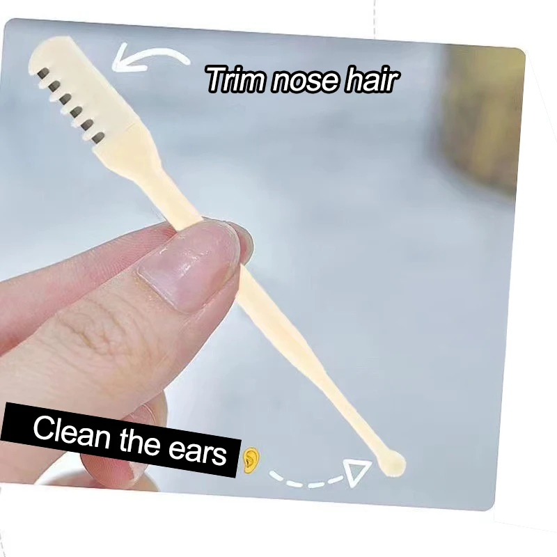 3/5pcs Nose Hair Trimmer Double-end Manual 3-ring Spiral Ear Pick Cleaning 360 Rotating Nasal Clippers Top Arc Design 2-in-1