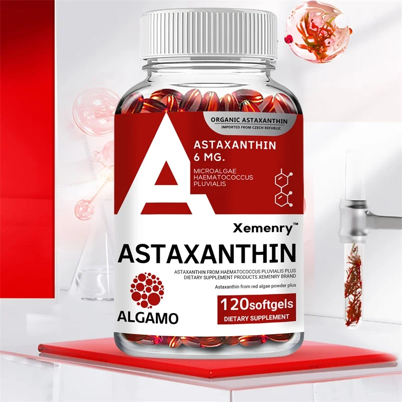 

Astaxanthin Supplement Capsules - Powerful Antioxidant That Protects Cells, Promotes Overall Health, and Improves Immunity