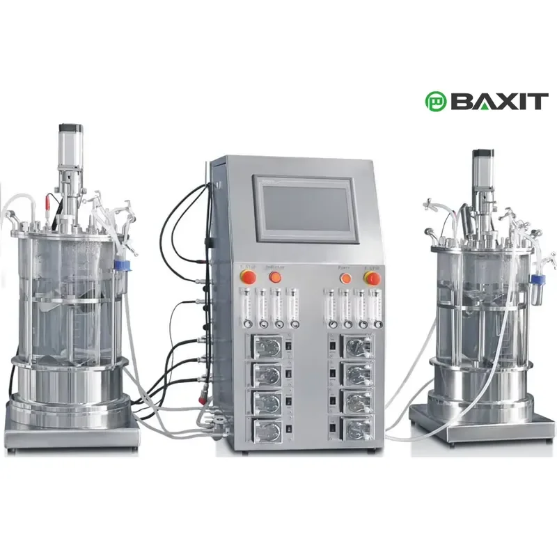 i BAXIT High Quality Advanced Desktop Two Parallel Connected High Borosilicate Glass Bioreactor Fermenter PLC Intelligent