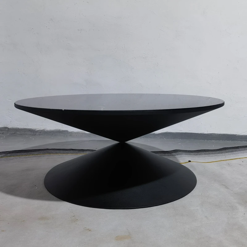 Minimalist circular modern black hourglass marble coffee table living room small unit natural coffee table