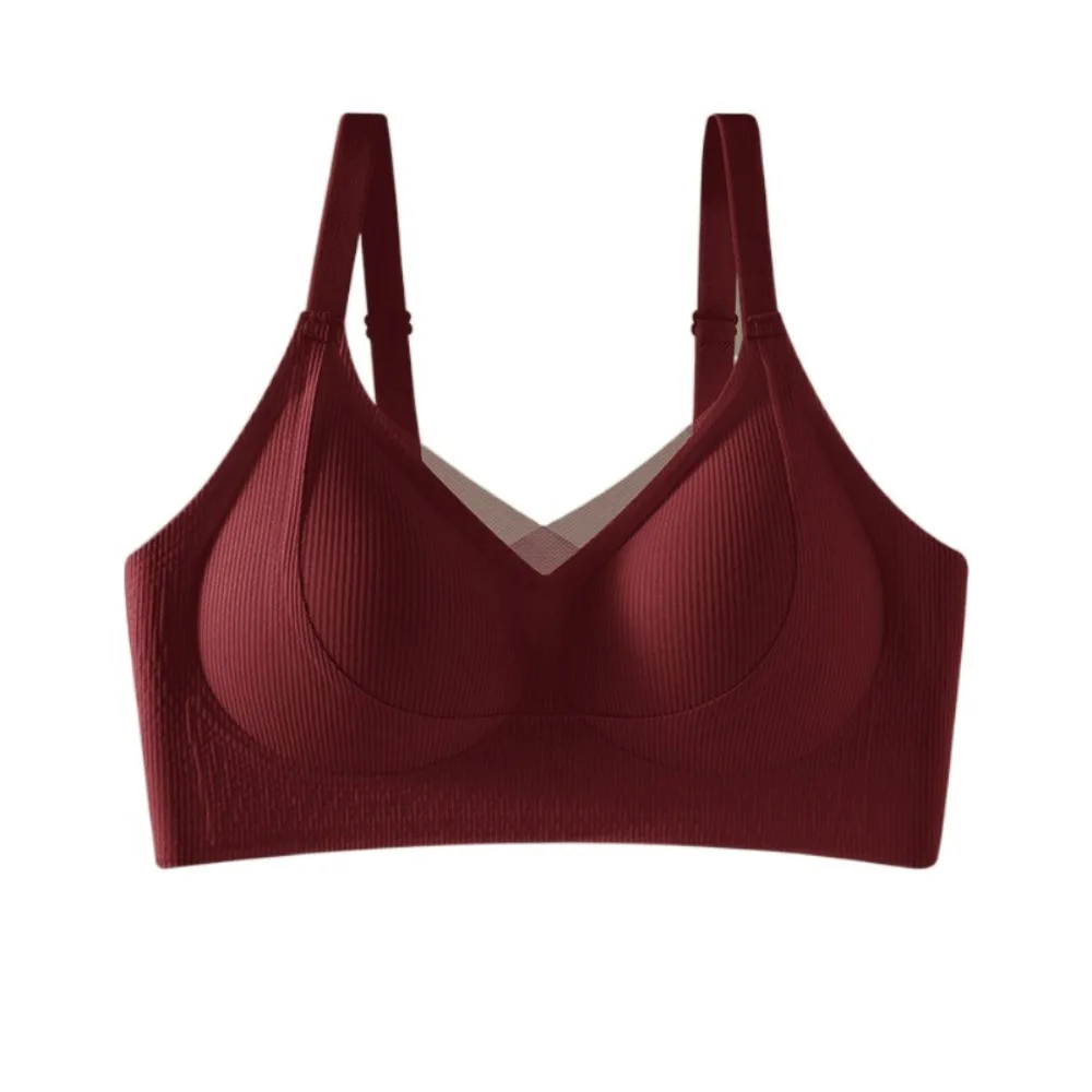 

Simple Lace Mesh Wireless Deep V Bra Shockproof Anti-sagging Push Up Underwear Lingerie Close-fitting Seamless Bras Yoga