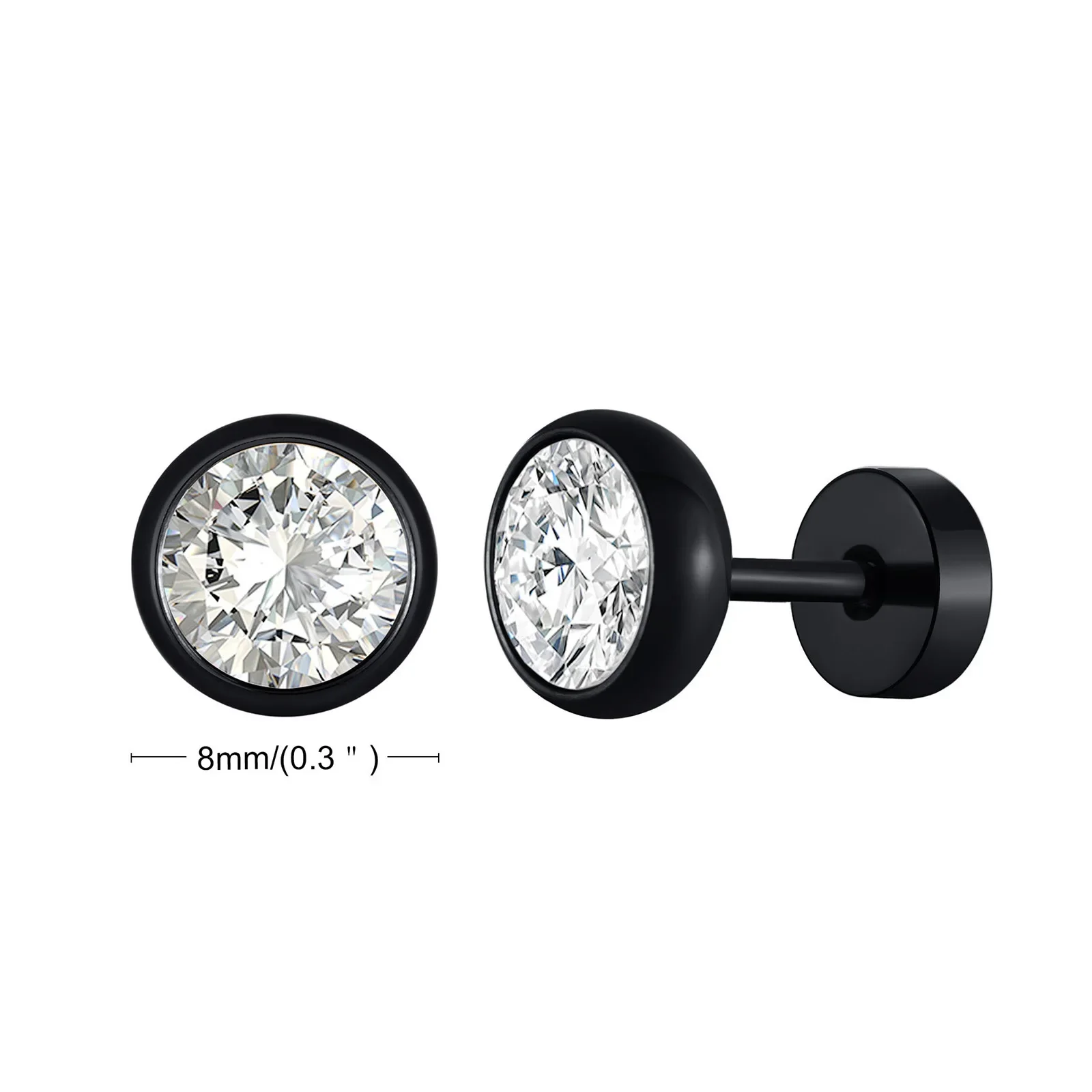 Small Black Punk Stud Earrings For Women Men Boy 2023 New Fashion Zircon Geometry Stainless Steel Jewelry Accessories Earrings