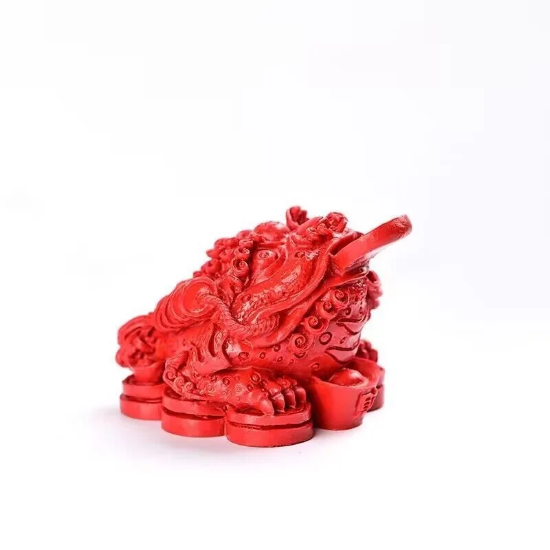 Golden Toad Red Decorative Dragon Turtle Figurine Cinnabar Home Art Crafts Living Room Entrance Office Desk Decoration Chinese S