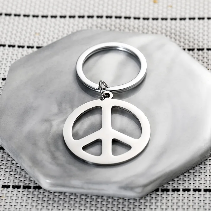 Popular Jewelry Stainless Steel Pendant Alloy Keychain Anti War Peace Symbols Gift