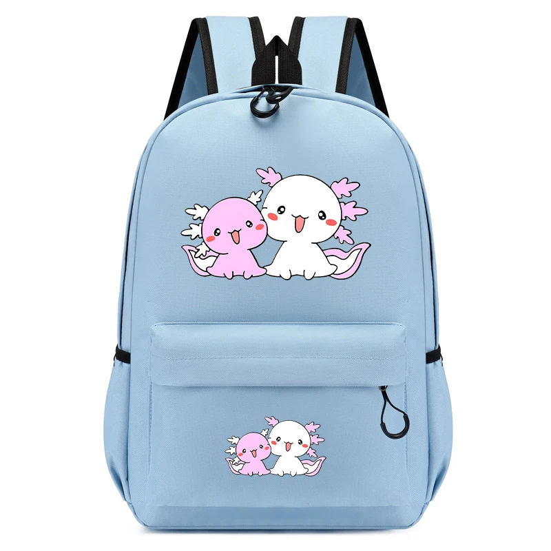 Cute Axolotl Cartoon escola sacos para crianças, jardim de infância mochila, Bookbag para meninas, criança sacolas, novo