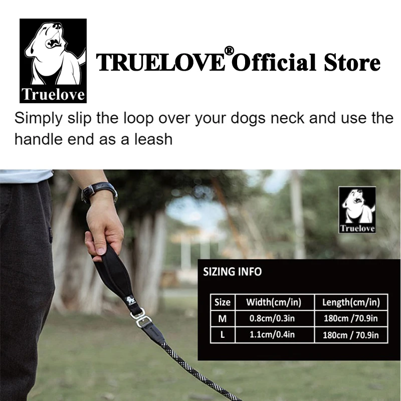 Truelove-Correa y Collar de entrenamiento para mascotas, correa duradera antideslizante para perros, resistente, cómoda y fuerte, sin tirones,