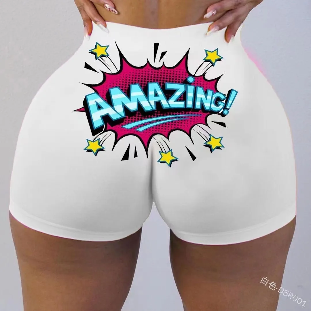 High Waist Sexy Yoga Shorts Women Snickers Printed Mini Shorts Sexy Beach Gril Fitness Booty Skinny Shorts