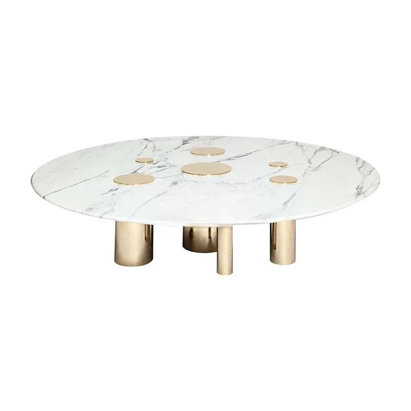 

Round marble coffee table living room cream wind