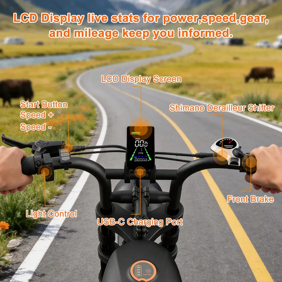 FLIWI 1500W Electric Bike for Adults | 34 MPH High-Speed 20" Fat Tire Ebike, 48V 20Ah Removable Battery, 7-Speed with Dual Disc Brake, UL 2849 image 7