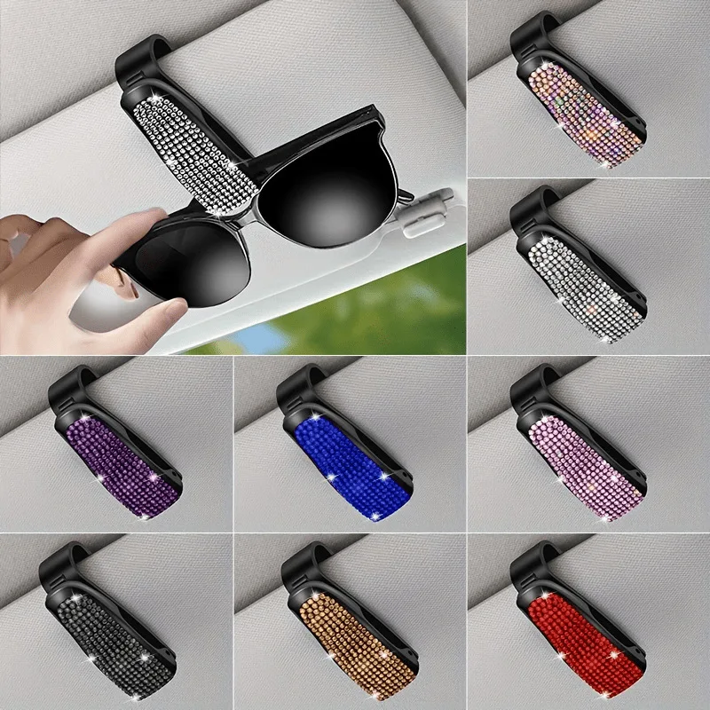

Diamond sunglasses clip car parasol sun visor portable universal myopia glasses holder card holder decorative accessories