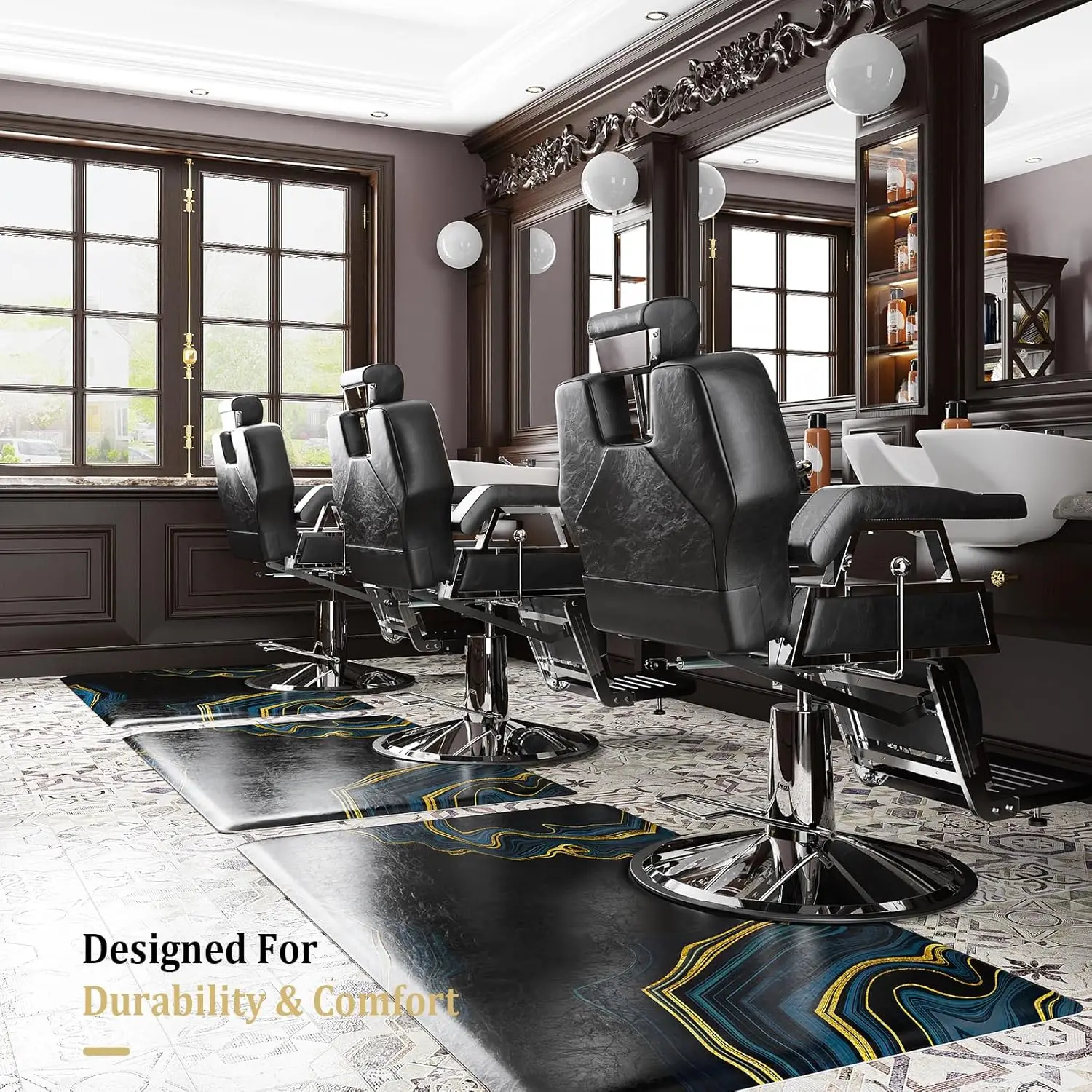 3'X5'X5/8'' Thick Salon Anti Fatigue Mat For Hair Stylist, Rectangle Comfort Barber Floor Mats Under Styling Chair