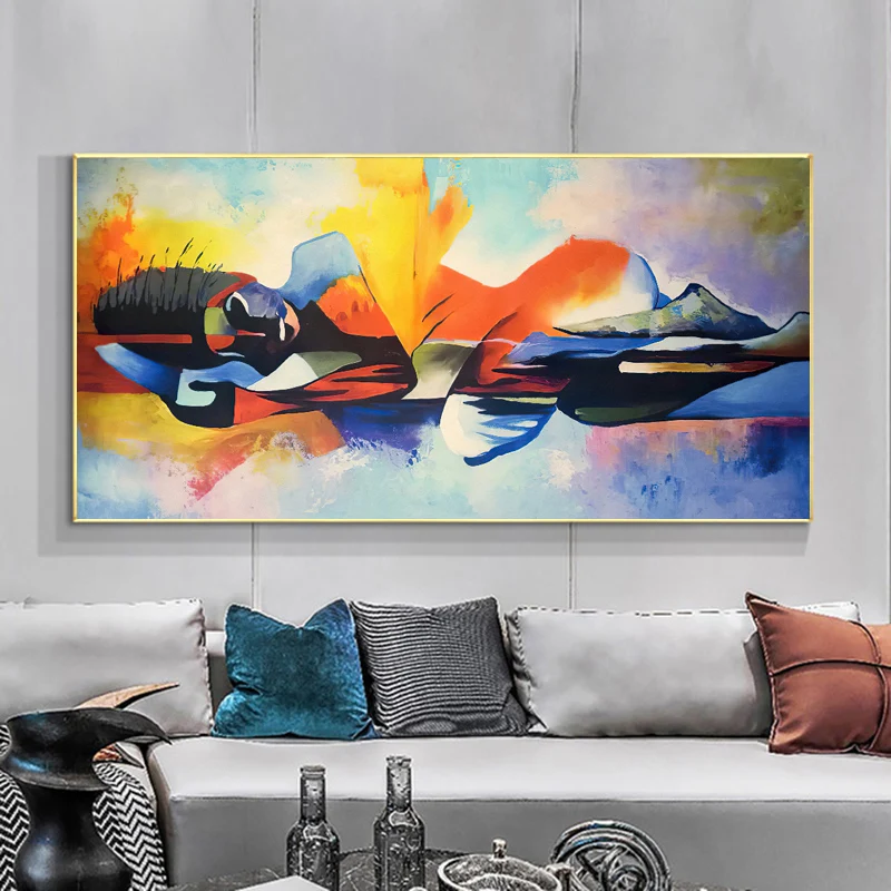 Abstract Sexy Woman Buddha Lying Painting Canvas Prints Portrait Posters Wall Picture For Living Room Modern Home Decoration