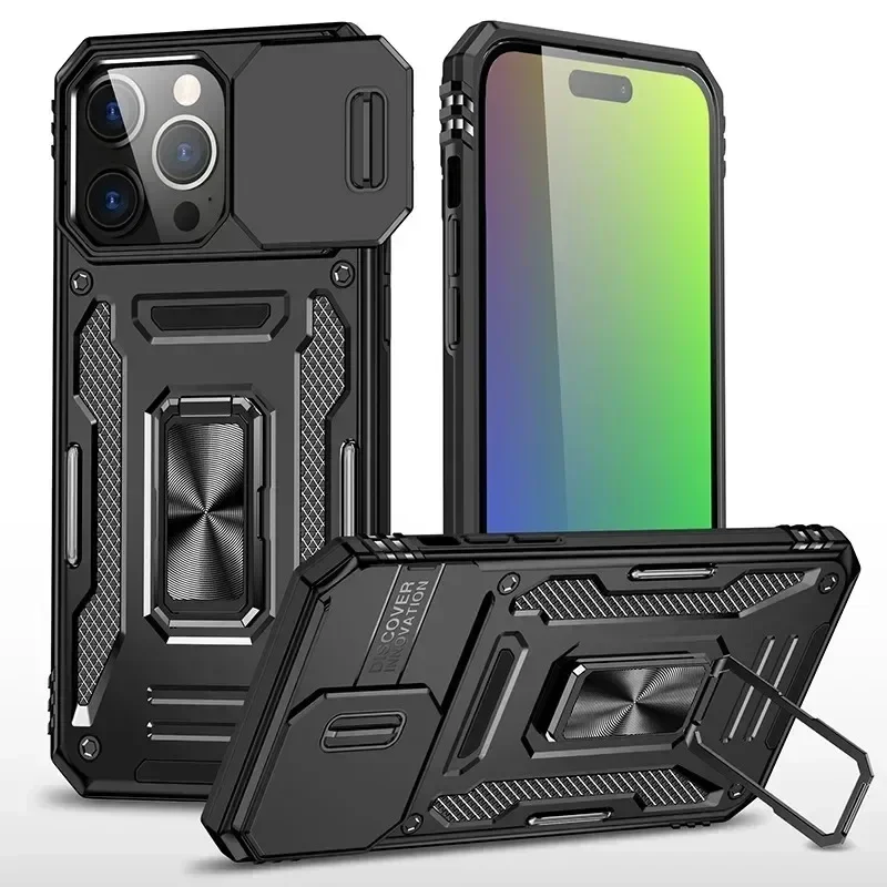 Für iPhone 15 14 13 12 11 Pro xs max Mini xr x 7 8 plus Handy hülle mit Metallring Ständer halter robuste Abdeckung