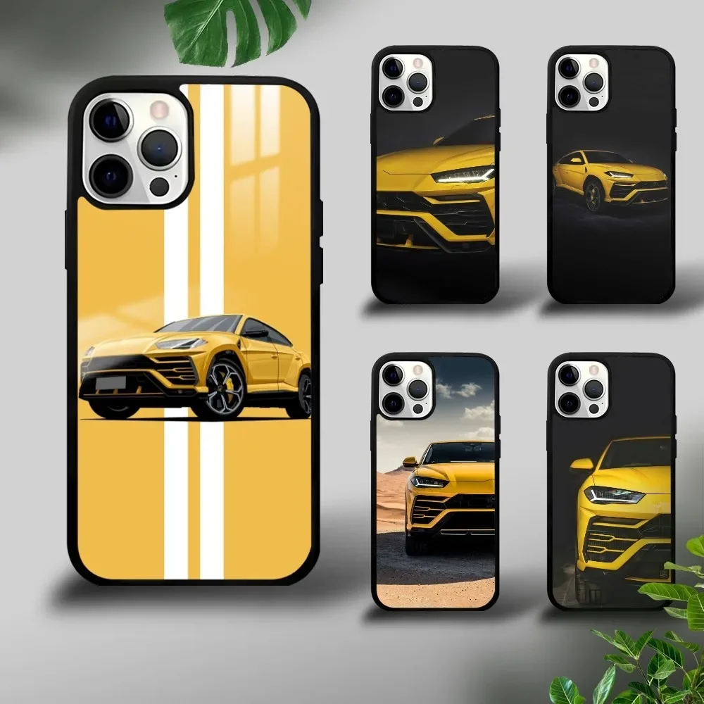 Yellow Urus-S SUV Luxury Phone Case For iPhone 16 15 14 13 12 11 Pro Xs Max Mini Plus Celulares Hard Funda