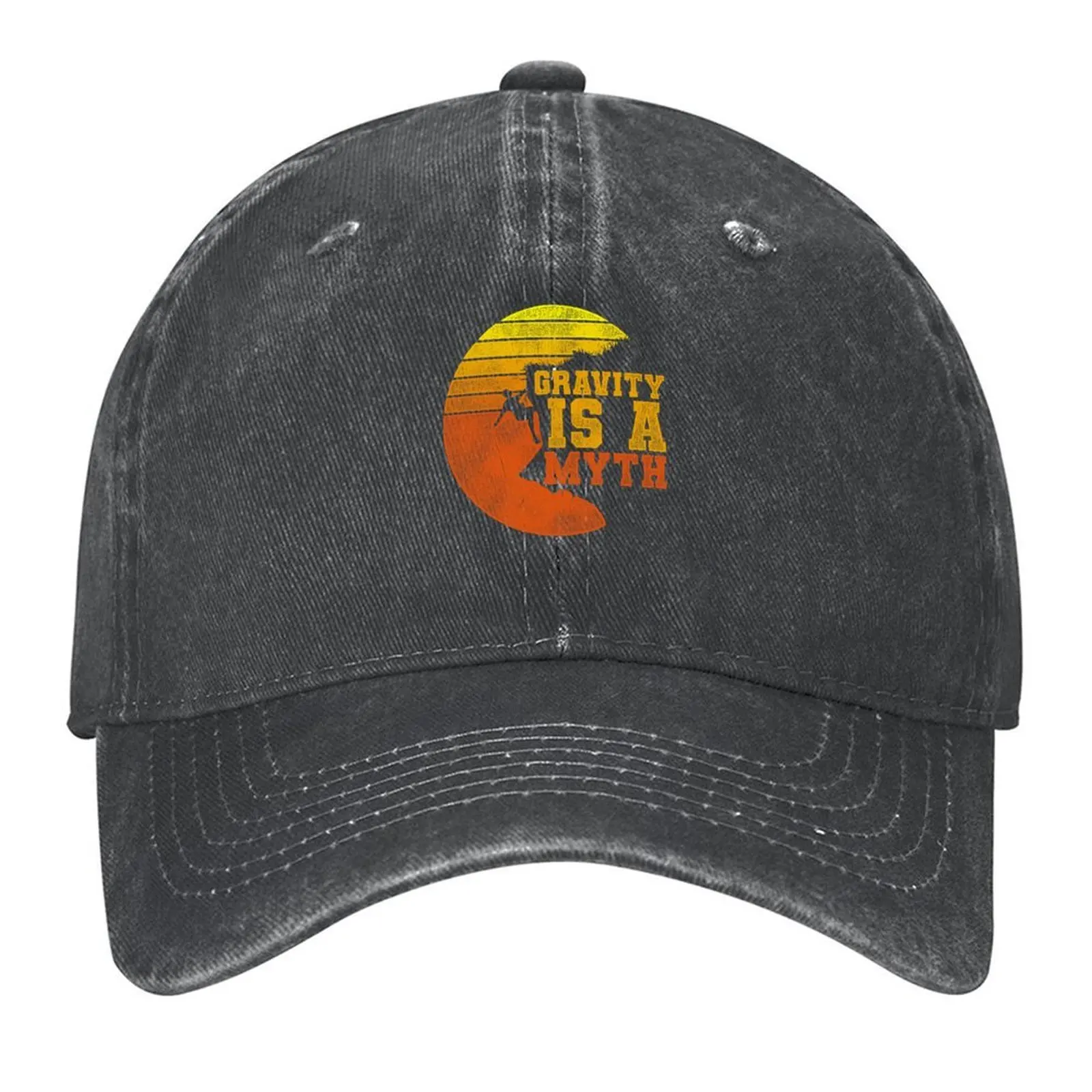 

Climbing Gravity Is A Myth Retro Climb Baseball Cap Kids Hat Vintage Golf Wear Visor Sun Hats For Women Men's