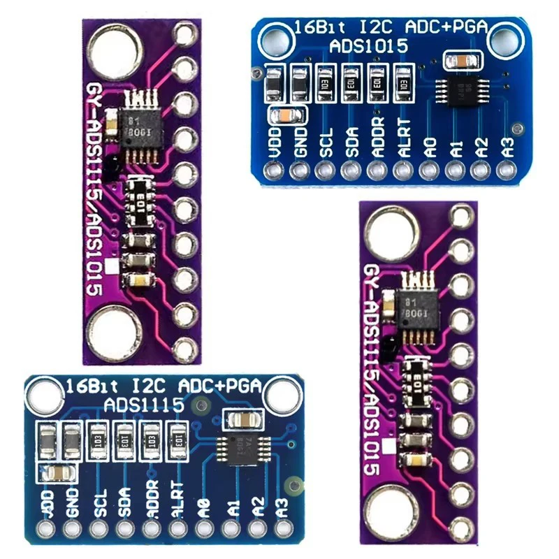 Nouveau module I2C ADS1115 ADS1015 16 bits, carte de développement ADC de précision à 4 canaux, amplificateur de gain professionnel 2,0 V à 5,5 V pour Arduino RPi