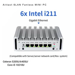 НОВЫЙ 2,5G LAN Core i5 10210U Celeron J4124 6 ×Intel i225 мини-ПК безвентиляторный промышленный мягкий маршрутизатор PfSense брандмауэр прибор ESXI 4K