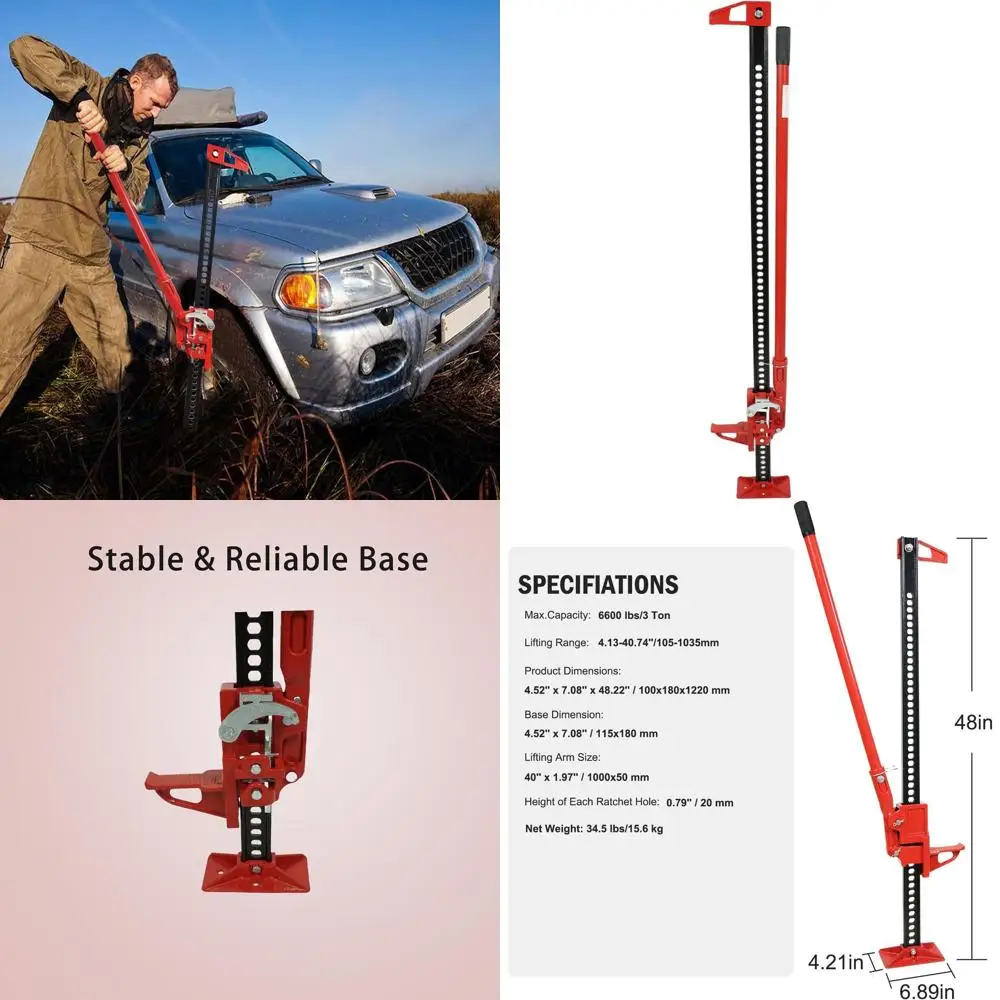 

3-Ton Off-Road Ratcheting Utility Jack, 48 High Lift for Cars, Trucks, ATVs, and SUVs