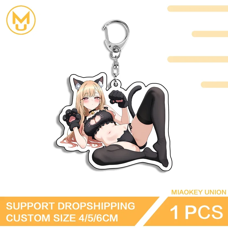 Sexy Cat Ears Girl Kitagawa Marin Exquisite Eye Catching Edgy Double Sided Acrylic Keyring Unisex Cosplay Costumes DIY Props