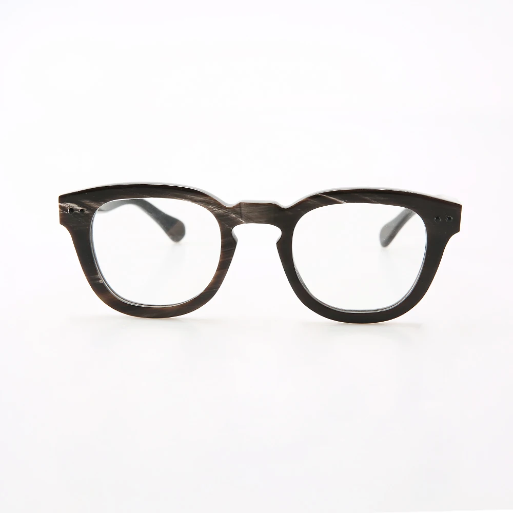 Brand high quality suitable for round face square frame fashion glasses unique natural horn plate handmade glasses frame