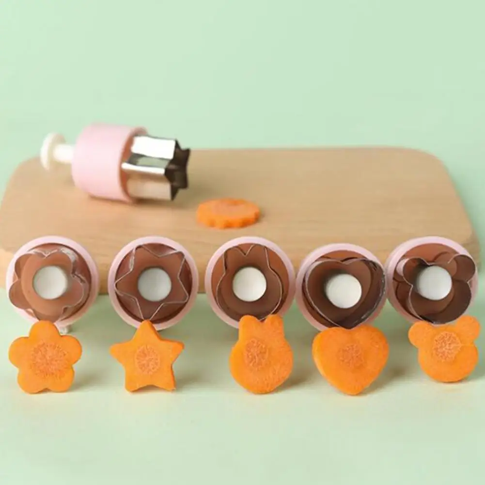 Heart-shaped Baking Molds 6pcs Stainless Steel Vegetable Cutter Set Mini Cookie Pastry Stamp Molds Kids Baking Food Supplement
