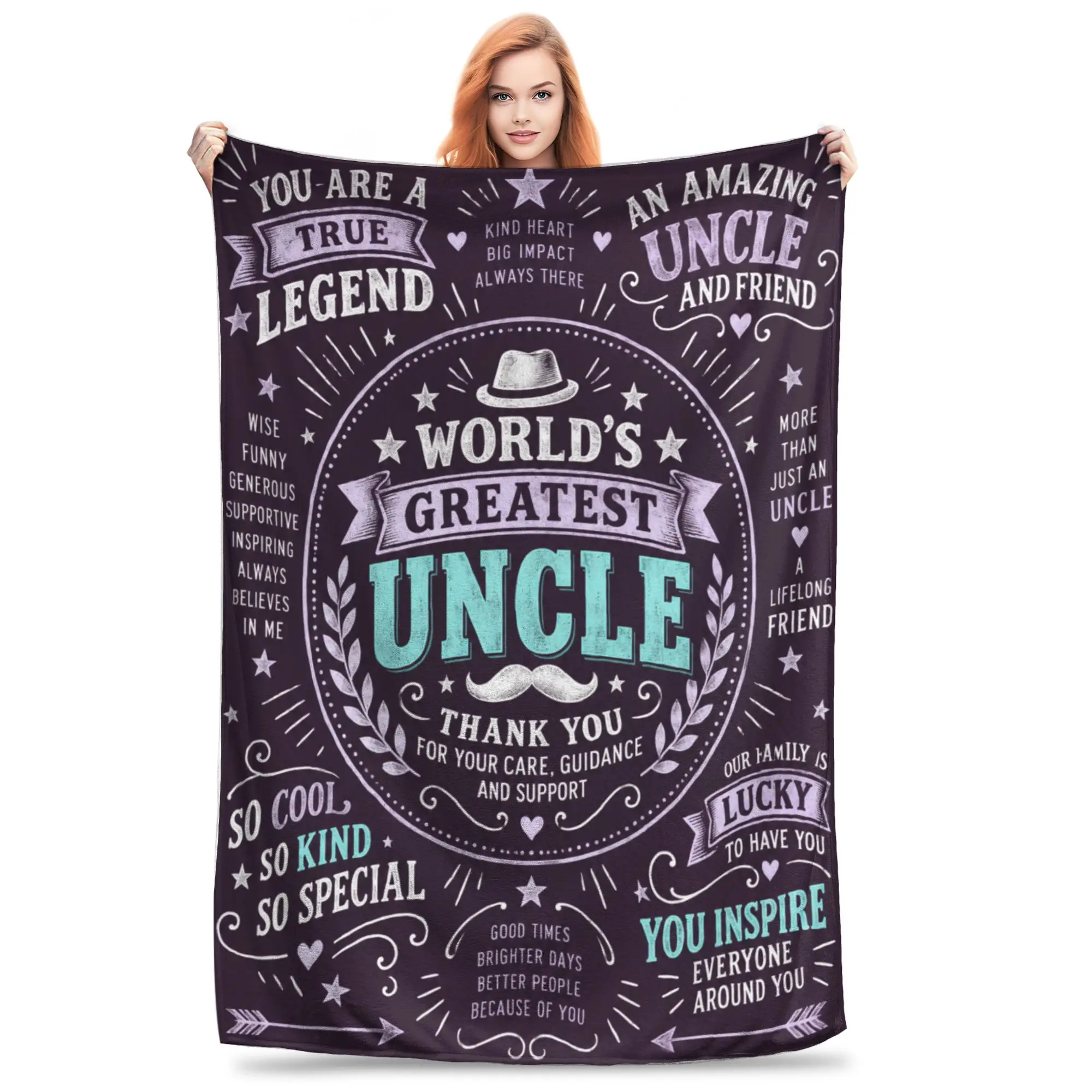 1PC Home World's Greatest Uncle Tee Thanksgiving Gifts to Abuelo Papa Blanket Throw Super Cosy Plush Living Room Sofa