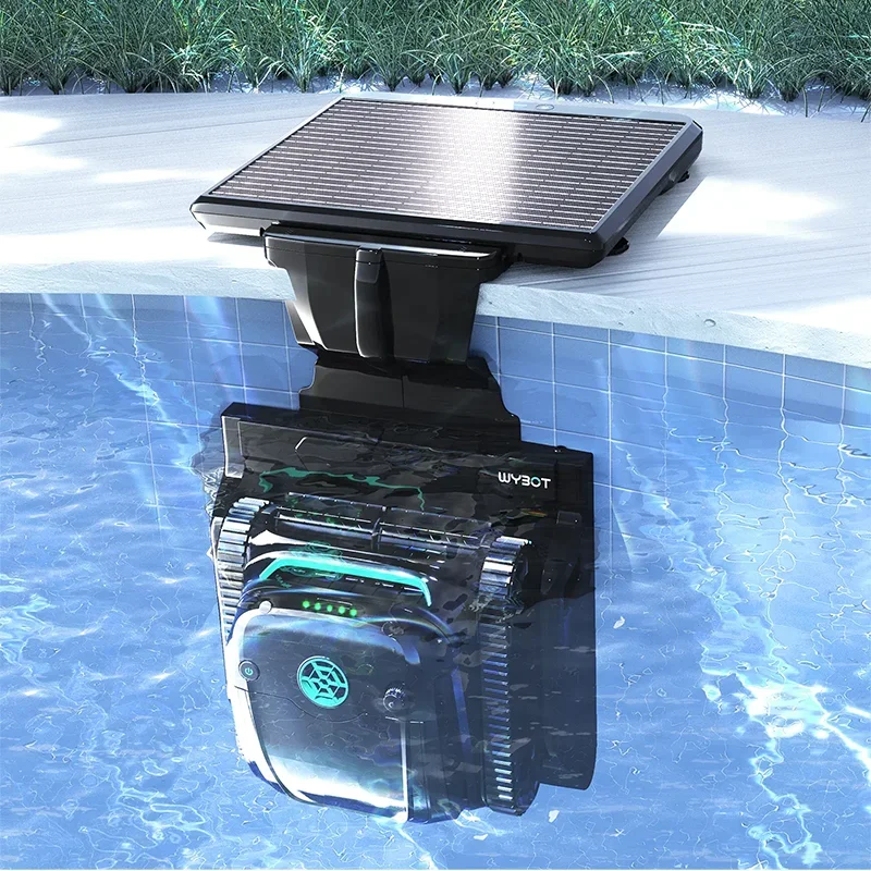 WYBOT S2 Solar Robotic Pool Cleaner Swimming Pool Robot Powerful Suction Wireless DC Charging Underwater Control for Large Pools
